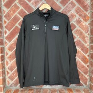Marwin Sports Quarter Zip Pullover Men L Black Honda Chip Ganassi Racing Jacket